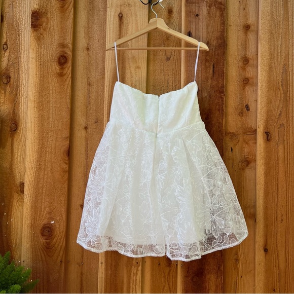 Ivory White Embroidered Bustier Strapless Tulle Mini Dress 🌿 - Picture 7 of 9